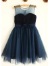 Pleated Chiffon Tulle Knee Length Flower Girl Dress